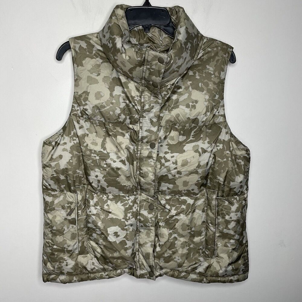 PRANA Puffer Vest Women Medium Green Wildflower NEW Hellebore Down Filled Zip-Up